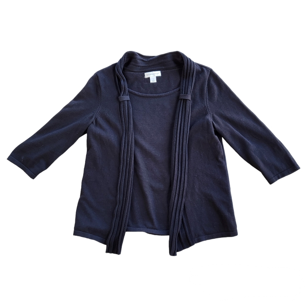 Christopher&Banks Black Long Sleeve Women's Size M Sweater w/Attached Cardigan